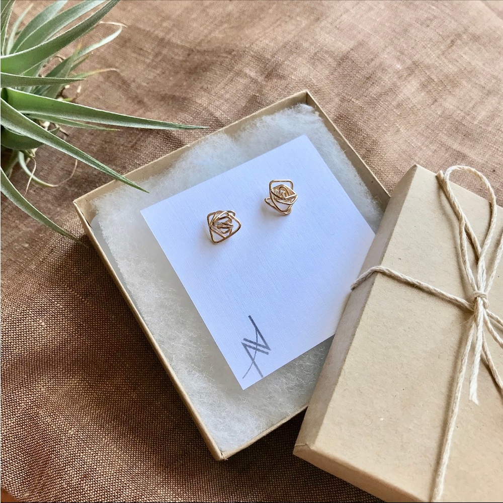 Geometric Minimalist Hope Stud Earrings